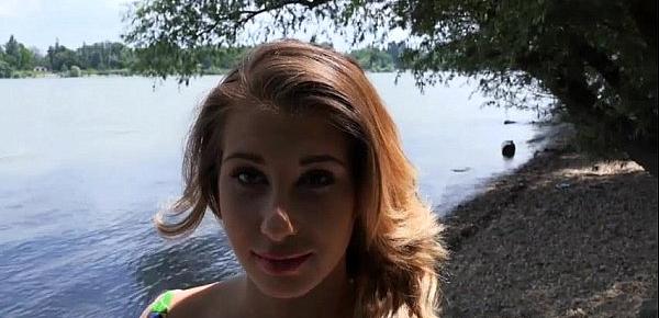 Big boobs Eurobabe fucked by the lake